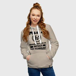 Толстовка-худи хлопковая женская MIPT Institute, цвет: миндальный — фото 2