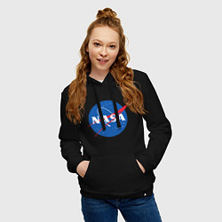 Толстовка-худи хлопковая женская NASA: Logo, цвет: черный — фото 2