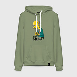 Женская толстовка-худи Mr. Burns: I get money