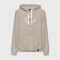 Толстовка-худи хлопковая женская Detroit Red Wings: Est.1926, цвет: миндальный