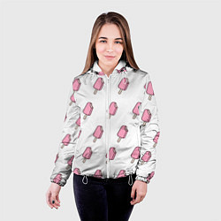 Куртка с капюшоном женская Мороженое розовое, цвет: 3D-белый — фото 2