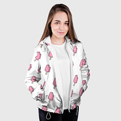 Куртка с капюшоном женская Мороженое розовое, цвет: 3D-белый — фото 2