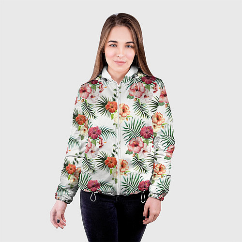 Женская куртка Цветы и бабочки 1 / 3D-Белый – фото 4