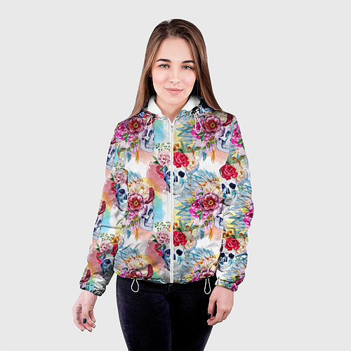 Женская куртка Цветы и бабочки 5 / 3D-Белый – фото 4
