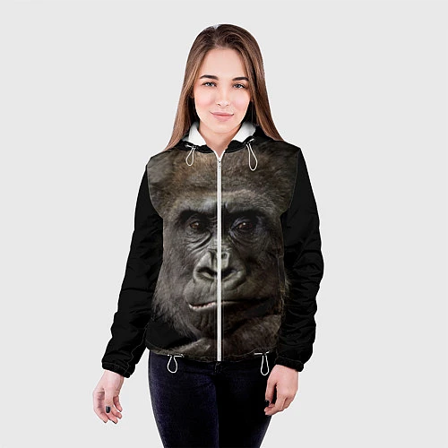 Женская куртка Глаза гориллы / 3D-Белый – фото 4