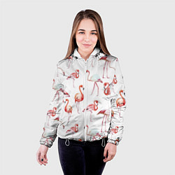 Куртка с капюшоном женская Действия фламинго, цвет: 3D-белый — фото 2
