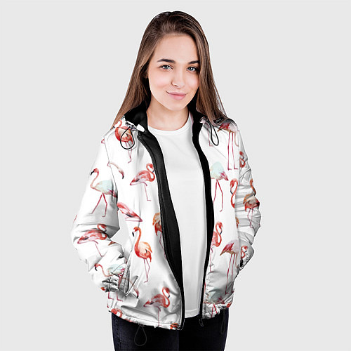 Женская куртка Действия фламинго / 3D-Черный – фото 3