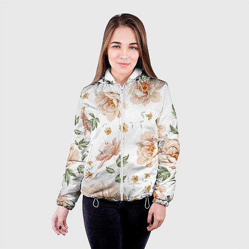 Женская куртка Красивые цветы / 3D-Белый – фото 4