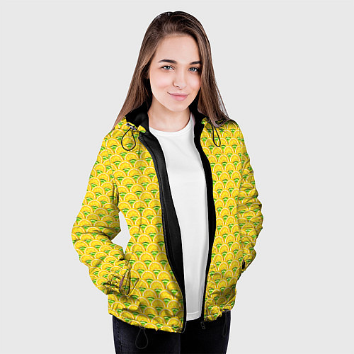 Женская куртка Текстура лимон-лайм / 3D-Черный – фото 3