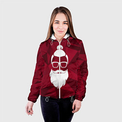 Куртка с капюшоном женская Санта хипстер, цвет: 3D-белый — фото 2