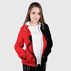 Куртка с капюшоном женская Черное и красное, цвет: 3D-белый — фото 2