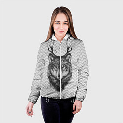 Куртка с капюшоном женская Рогатый волк, цвет: 3D-белый — фото 2