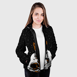 Куртка с капюшоном женская Лис космонавт, цвет: 3D-черный — фото 2