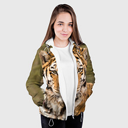 Куртка с капюшоном женская Милый тигр, цвет: 3D-белый — фото 2