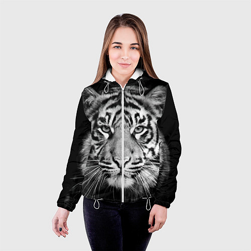 Женская куртка Мордочка тигра / 3D-Белый – фото 4