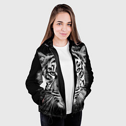 Куртка с капюшоном женская Мордочка тигра, цвет: 3D-черный — фото 2