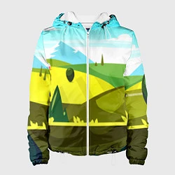 Куртка с капюшоном женская Летние поля, цвет: 3D-белый