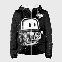 Куртка с капюшоном женская Космонавт привидение, цвет: 3D-белый