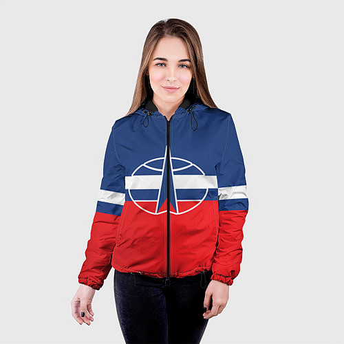 Женская куртка Флаг космический войск РФ / 3D-Черный – фото 4