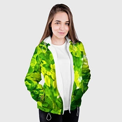 Куртка с капюшоном женская Зелёные листья, цвет: 3D-белый — фото 2