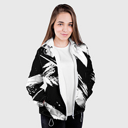 Куртка с капюшоном женская Чёрно-белый, цвет: 3D-белый — фото 2