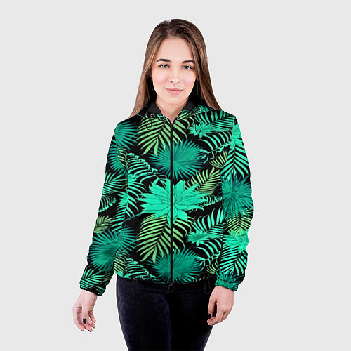 Женская куртка Tropical pattern / 3D-Черный – фото 4