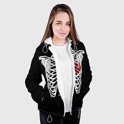 Куртка с капюшоном женская Кукрыниксы: Скелет, цвет: 3D-белый — фото 2