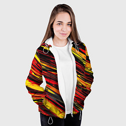 Куртка с капюшоном женская Темные полоски, цвет: 3D-белый — фото 2