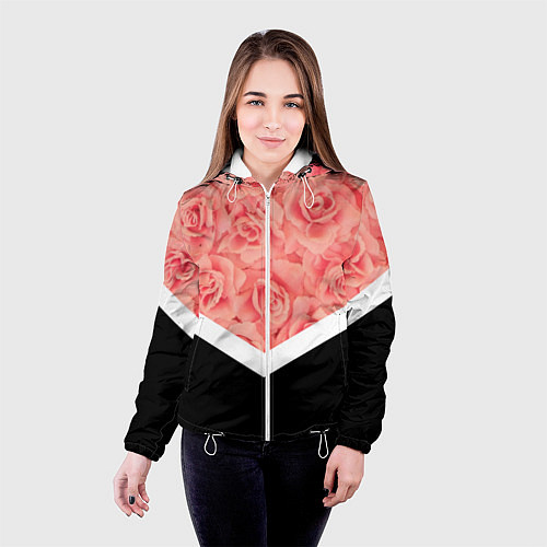 Женская куртка Розовые розы / 3D-Белый – фото 4