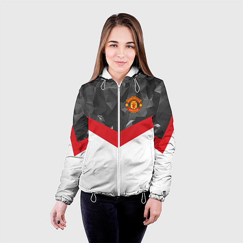 Женская куртка Man United FC: Grey Polygons / 3D-Белый – фото 4