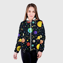 Куртка с капюшоном женская Солнечная система, цвет: 3D-белый — фото 2