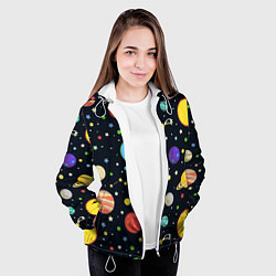 Куртка с капюшоном женская Солнечная система, цвет: 3D-белый — фото 2