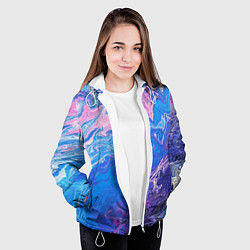 Куртка с капюшоном женская Tie-Dye Blue & Violet, цвет: 3D-белый — фото 2