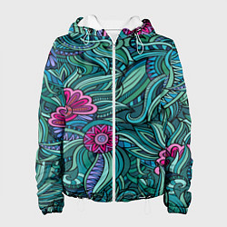 Куртка с капюшоном женская Цветочный арт, цвет: 3D-белый