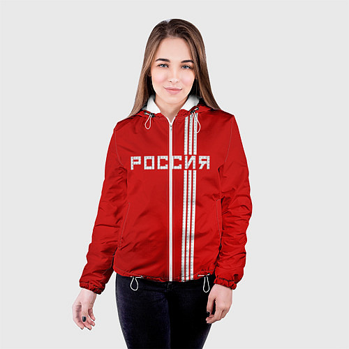 Женская куртка Россия: Красная машина / 3D-Белый – фото 4