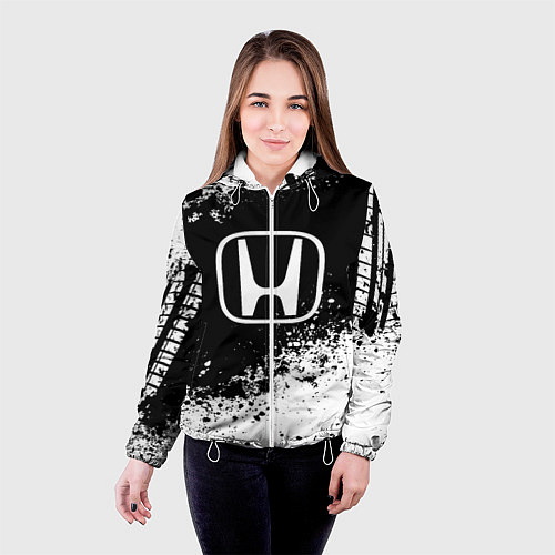 Женская куртка Honda: Black Spray / 3D-Белый – фото 4