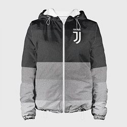 Куртка с капюшоном женская ФК Ювентус: Серый стиль, цвет: 3D-белый