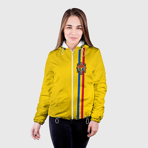 Женская куртка Молдавия: лента с гербом / 3D-Белый – фото 4