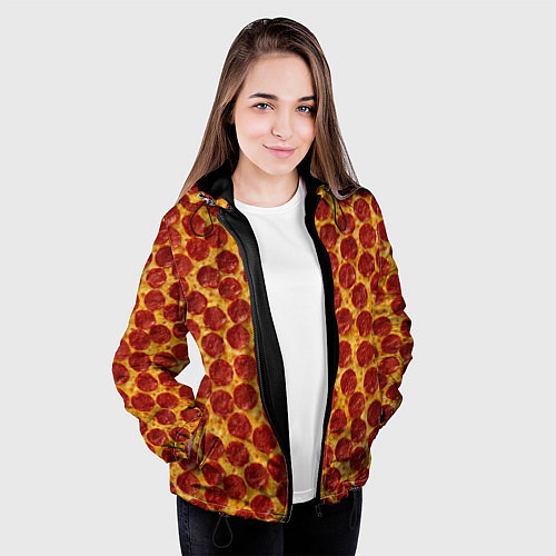 Женская куртка Пицца пепперони / 3D-Черный – фото 3