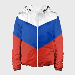 Куртка с капюшоном женская Российский триколор, цвет: 3D-белый