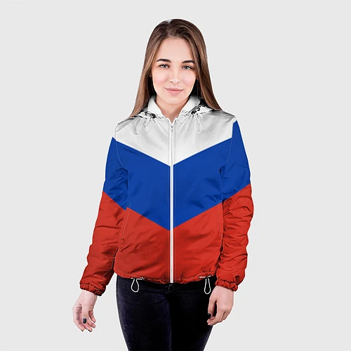 Женская куртка Российский триколор / 3D-Белый – фото 4