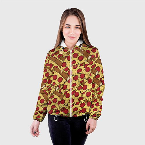 Женская куртка Любитель пиццы / 3D-Белый – фото 4