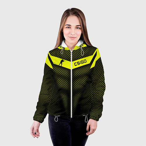 Женская куртка CS:GO Yellow Carbon / 3D-Белый – фото 4