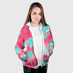 Куртка с капюшоном женская Watercolor: Pink & Turquoise, цвет: 3D-белый — фото 2