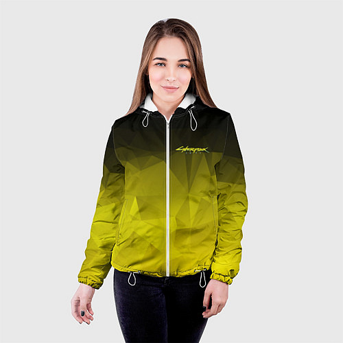 Женская куртка Cyberpunk 2077: Yellow Poly / 3D-Белый – фото 4
