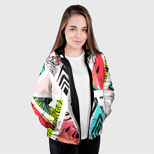 Женская куртка Тропическое ассорти / 3D-Черный – фото 3