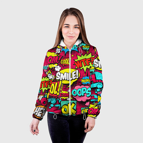 Женская куртка Слова из комиксов / 3D-Белый – фото 4
