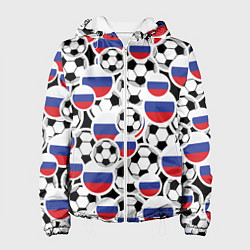 Куртка с капюшоном женская Россия: футбольный фанат, цвет: 3D-белый