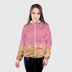 Куртка с капюшоном женская Розовое мороженное, цвет: 3D-белый — фото 2