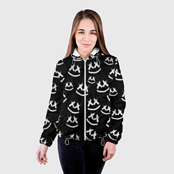 Куртка с капюшоном женская Marshmello: Black Pattern, цвет: 3D-белый — фото 2
